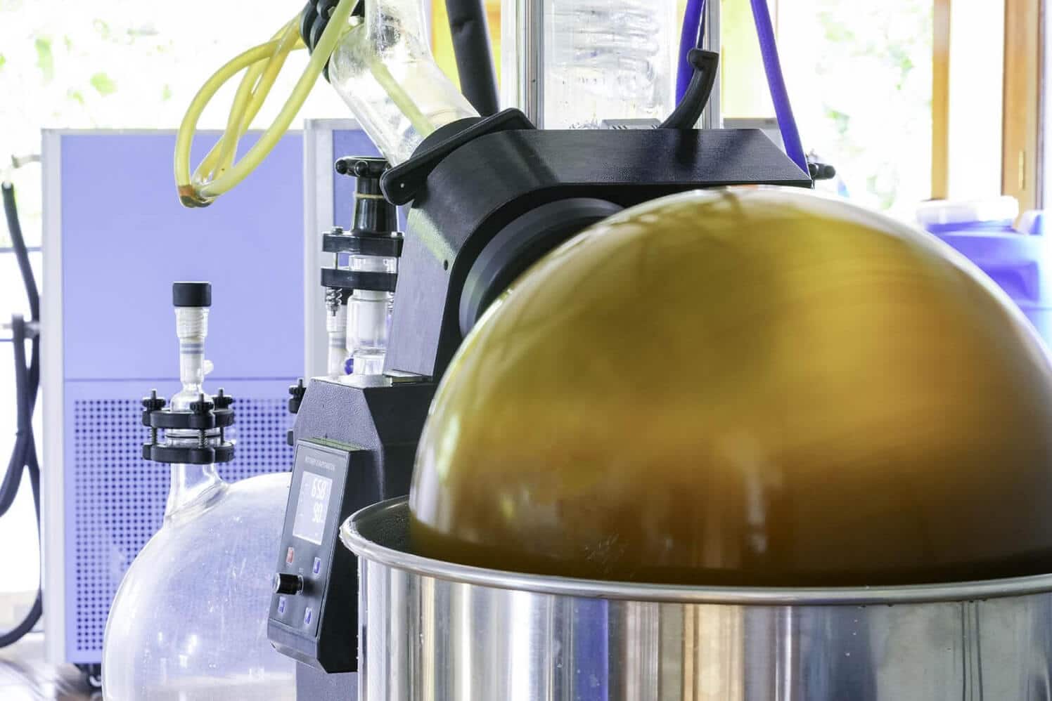 A rotary evaporator running in the CNPG lab.